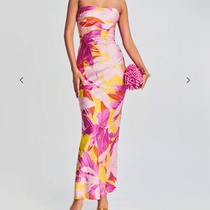 Retrofete Pink and Yellow Floral Maxi Dress